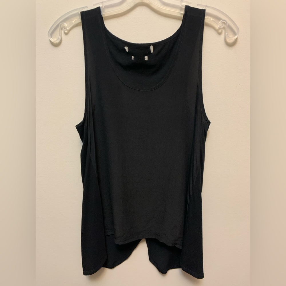 MONK & LOU Silk & Modal Split Open Back Tank Top